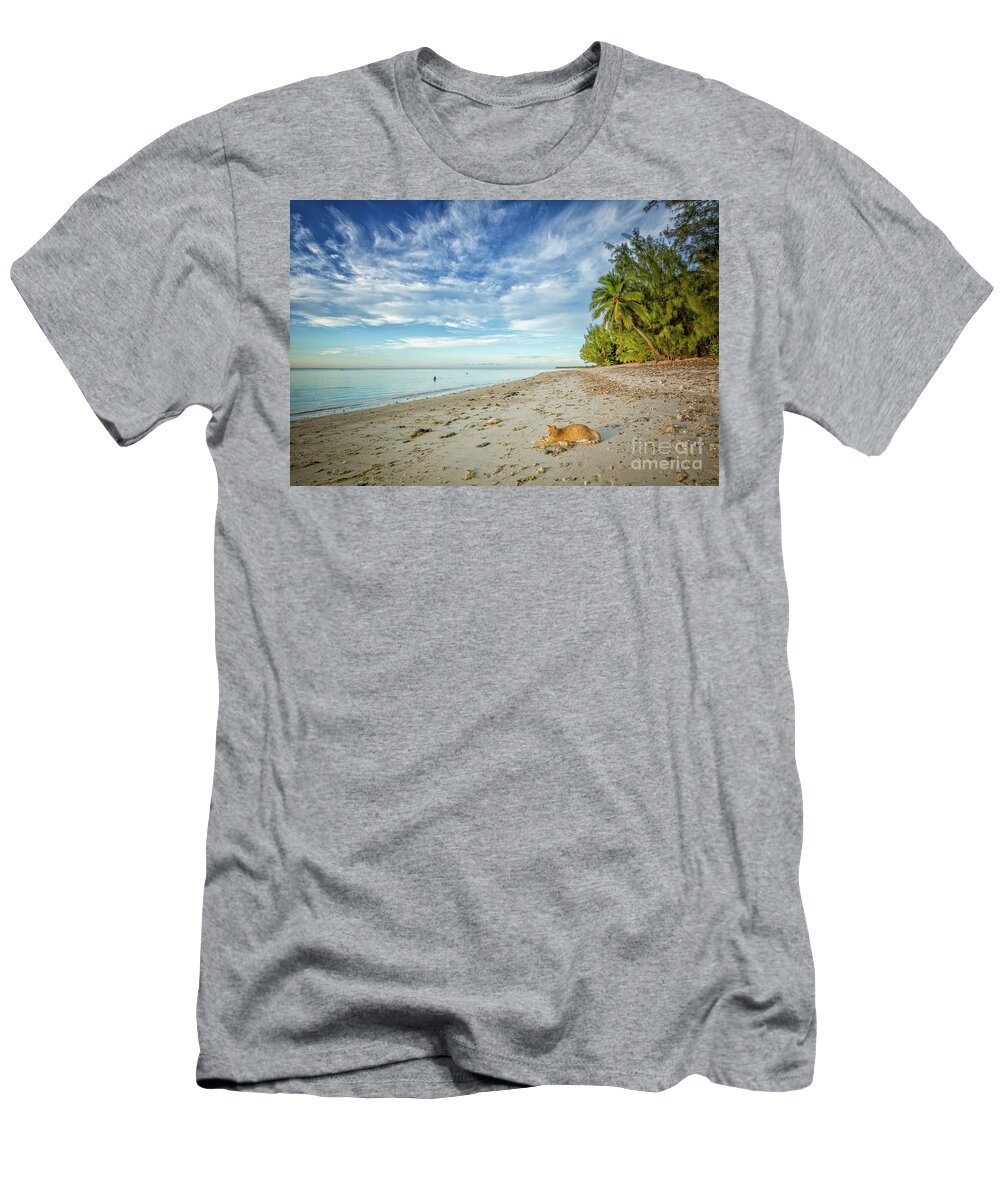 Cat T-Shirt featuring the photograph CeCe the Beach Cat by Becqi Sherman