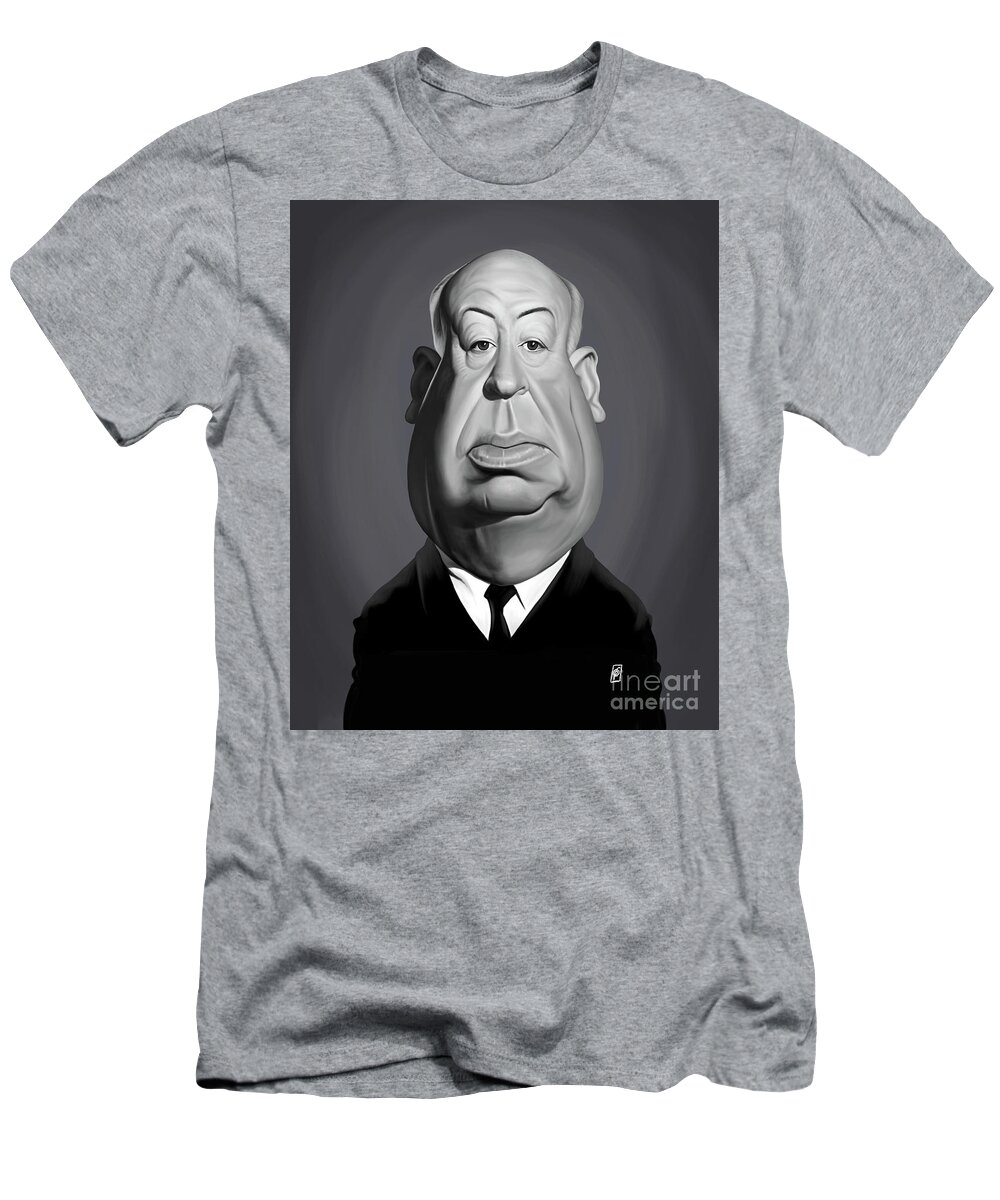 Illustration T-Shirt featuring the digital art Celebrity Sunday - Alfred hitchcock by Rob Snow