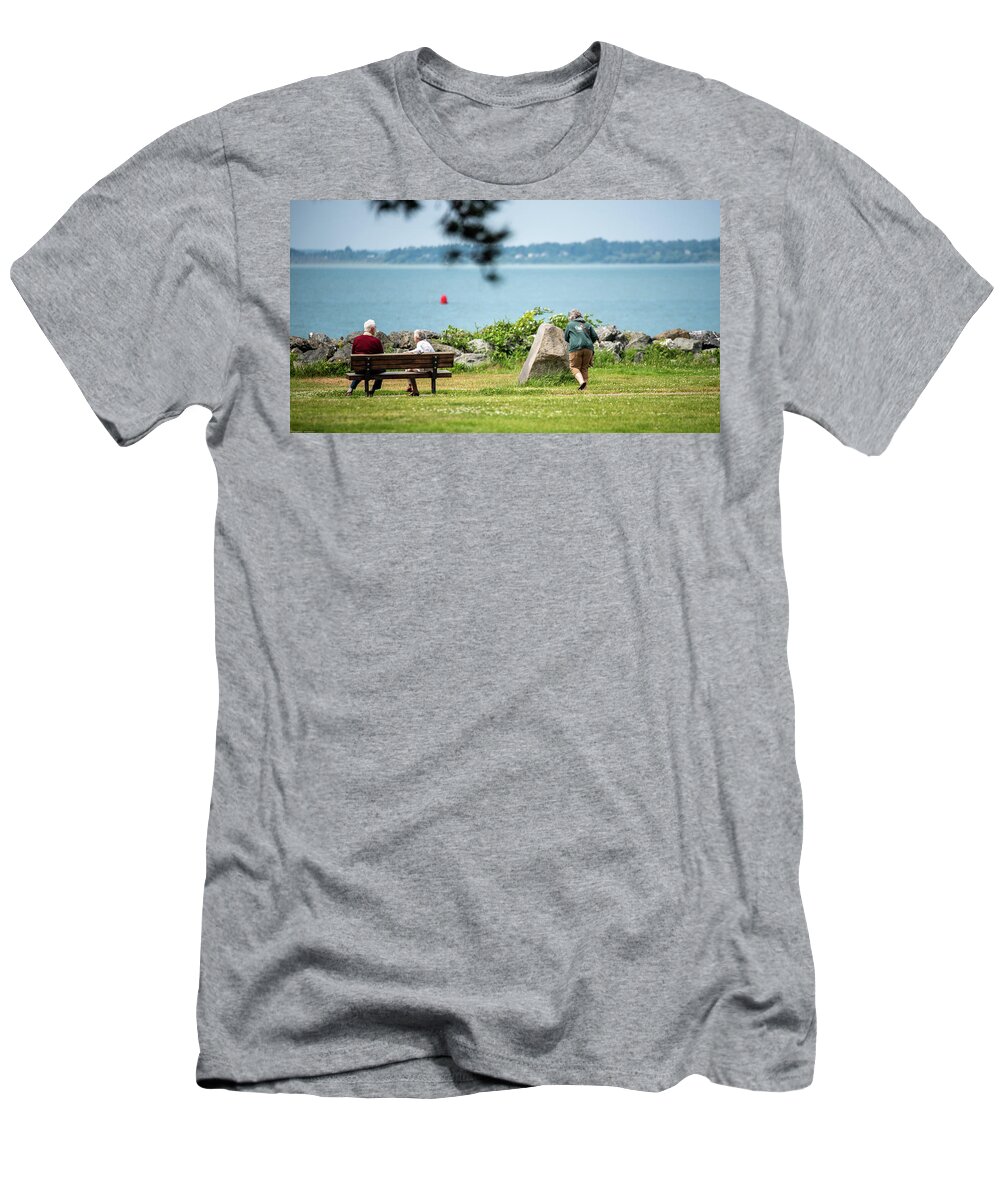 Chatting And Chasing T-Shirt featuring the photograph Chatting and Chasing by Tom Cochran