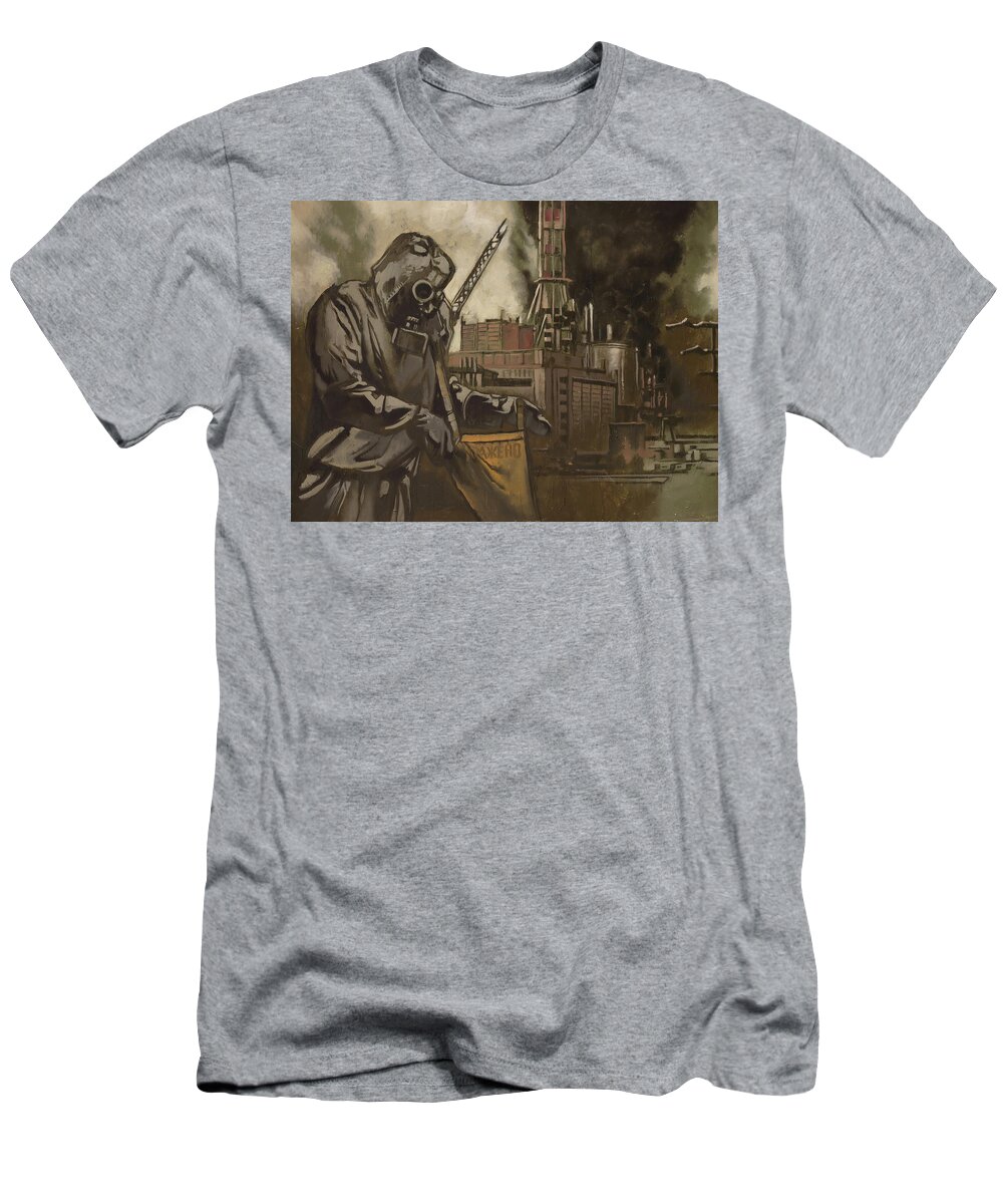 Chernobyl T-Shirt featuring the painting Chernobyl Incident - Left Part by Sv Bell