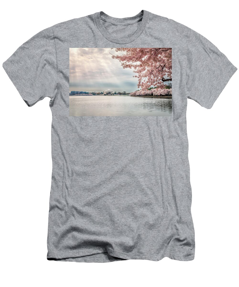 Cherry Blossoms T-Shirt featuring the photograph Cherry Blossoms and God Beams by C Renee Martin
