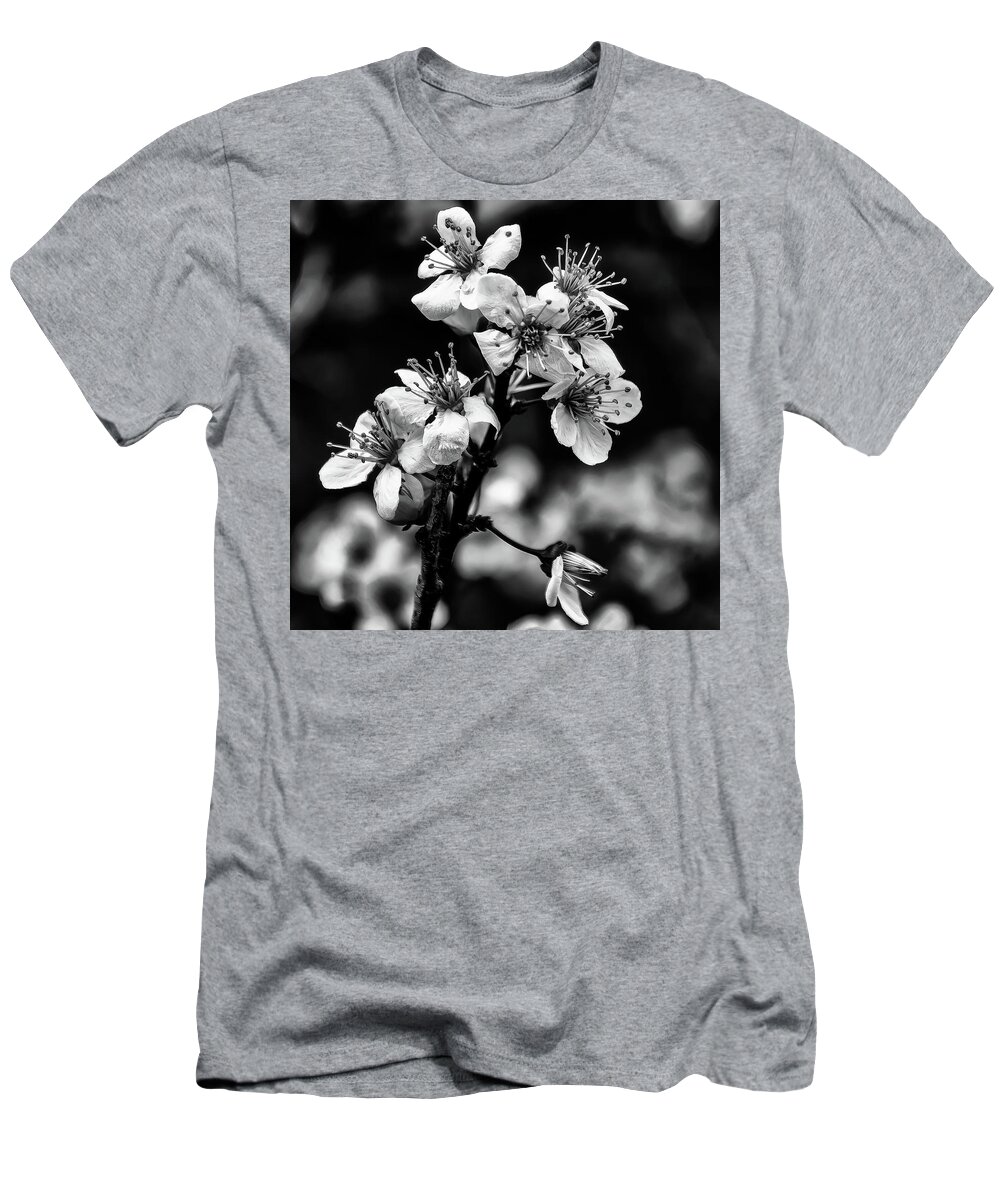 Cherry Blossoms T-Shirt featuring the photograph Cherry Blossoms BW by Flees Photos