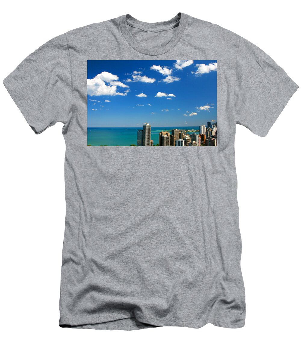 Chicago Skyline T-Shirt featuring the photograph Chicago Skyline Big Sky Lake by Patrick Malon