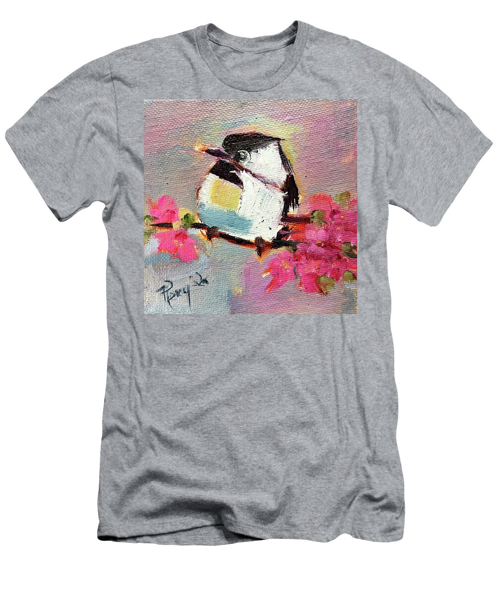 Chickadee T-Shirt featuring the painting Chickadee 5 by Roxy Rich
