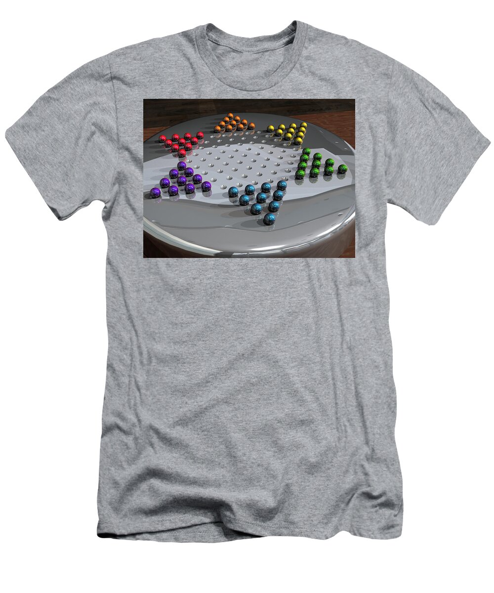 Chinese Checkers T-Shirt featuring the digital art Chinese Checkers by James Barnes