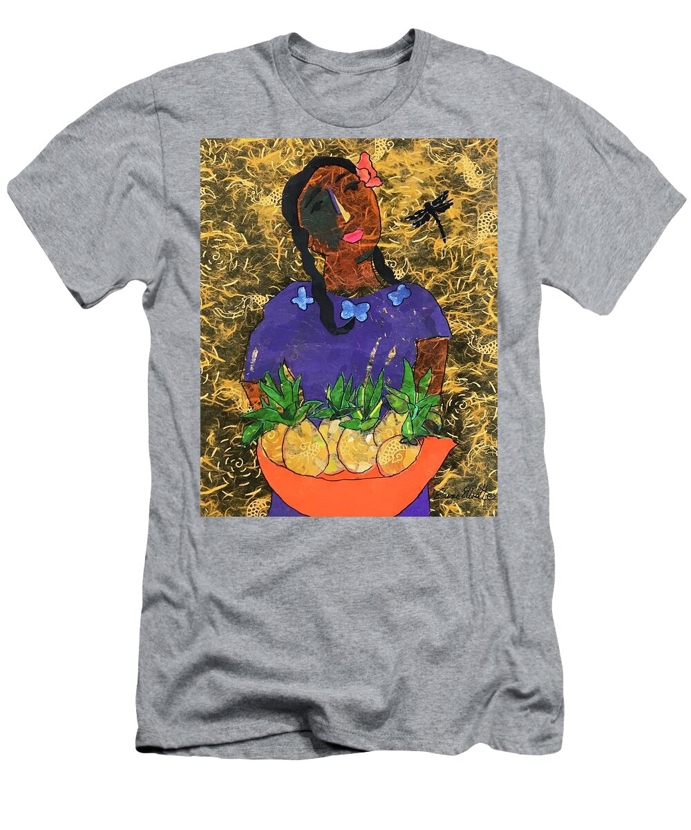 Latina T-Shirt featuring the painting Chiquita con Pina by Elaine Elliott