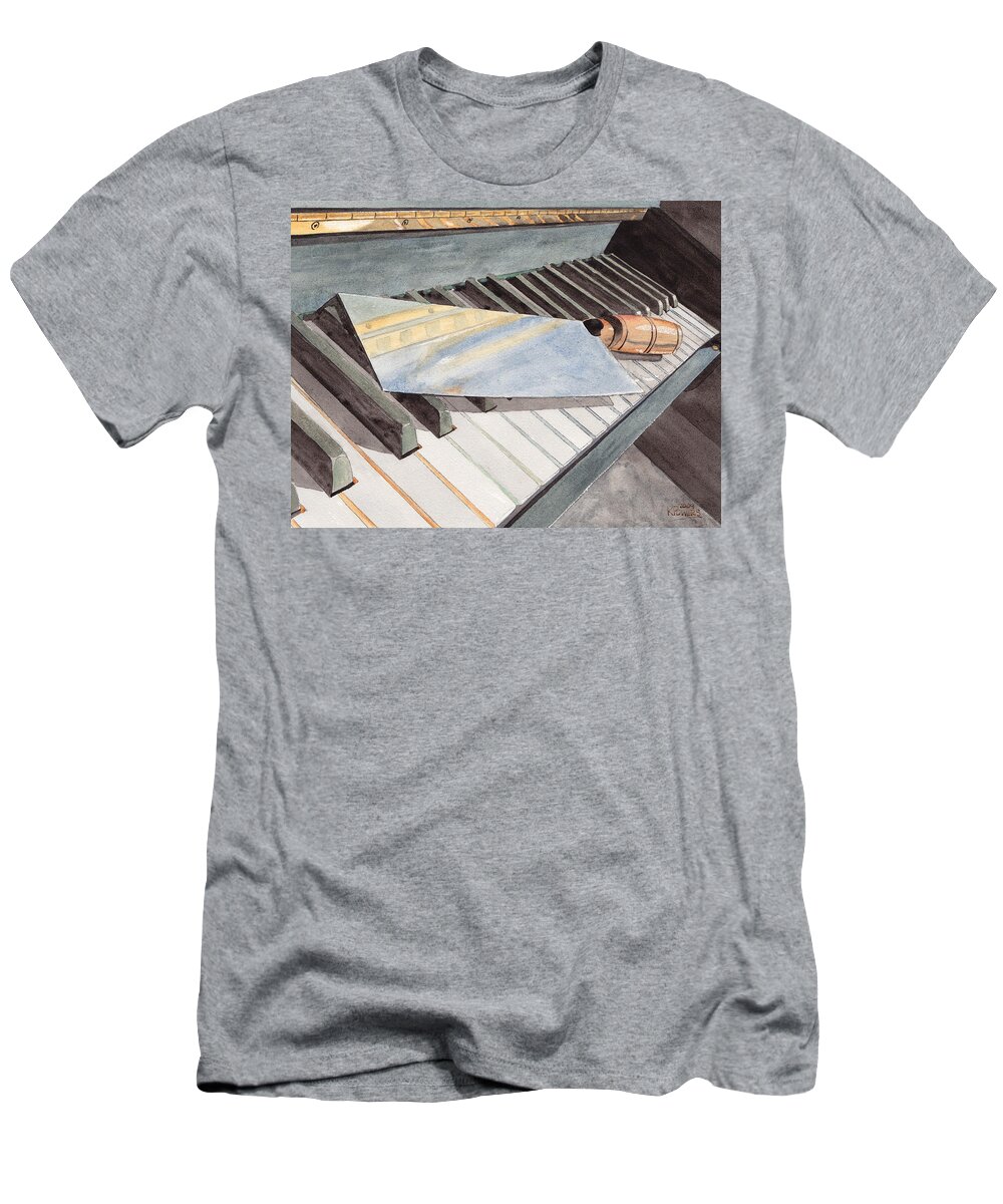 Piano T-Shirt featuring the painting Chopstix by Ken Powers