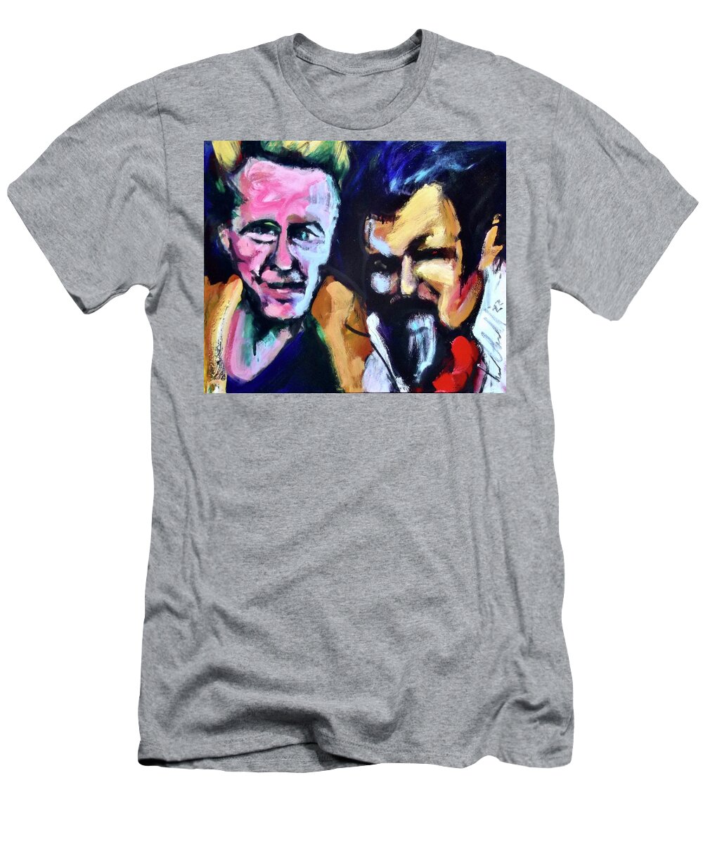 Portrait T-Shirt featuring the painting Christopher and Julian by Les Leffingwell