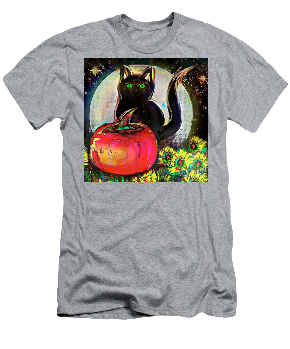 Halloween T-Shirt featuring the digital art Halloween Garden in Chrysanthemums by BelleAme Sommers