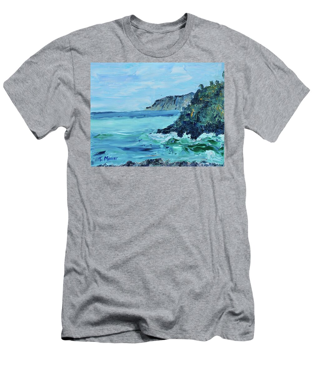 Seascape T-Shirt featuring the painting Cinque Terre 1 by Teresa Moerer