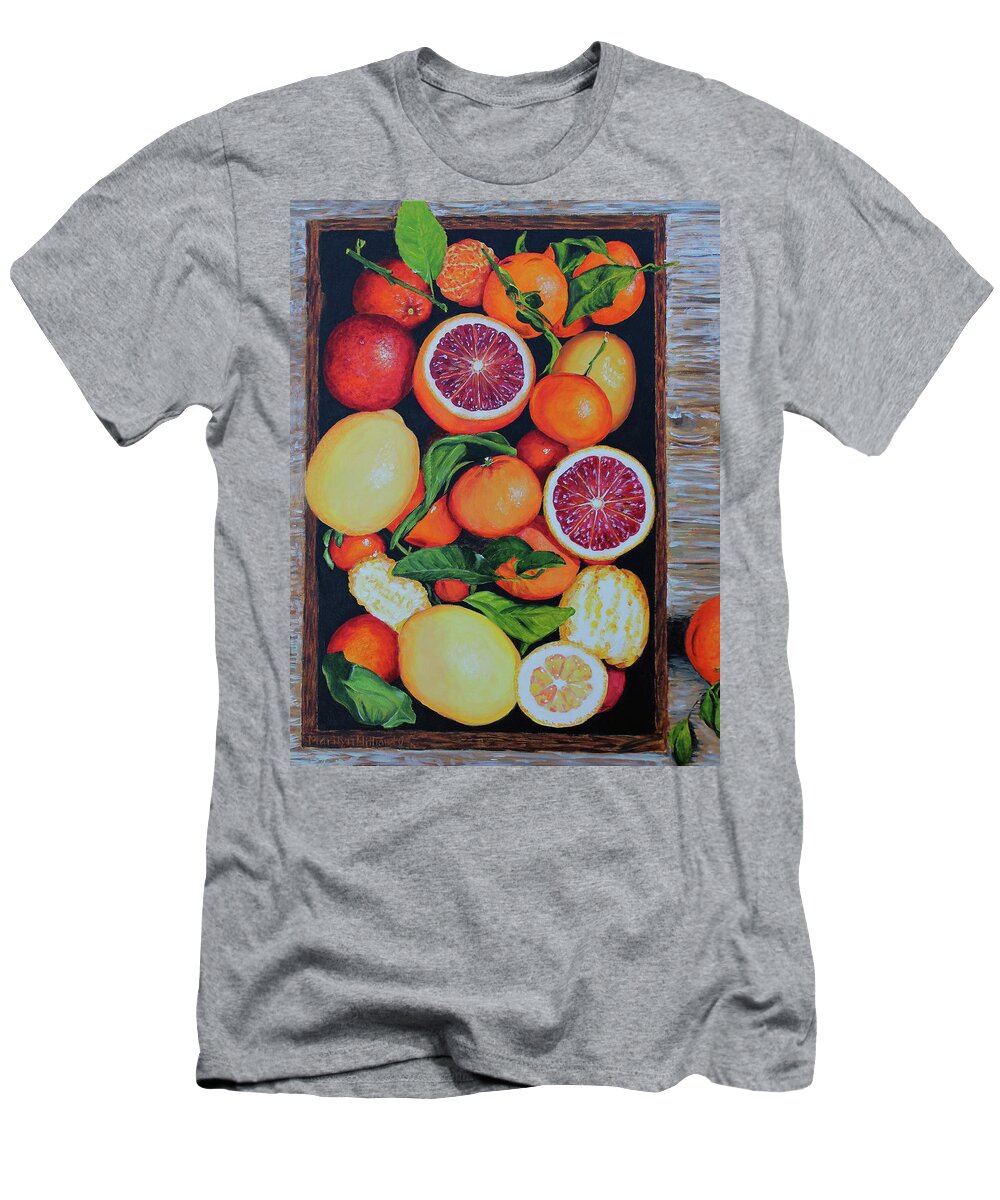 Orange T-Shirt featuring the painting Citrus Box by Marilyn Borne