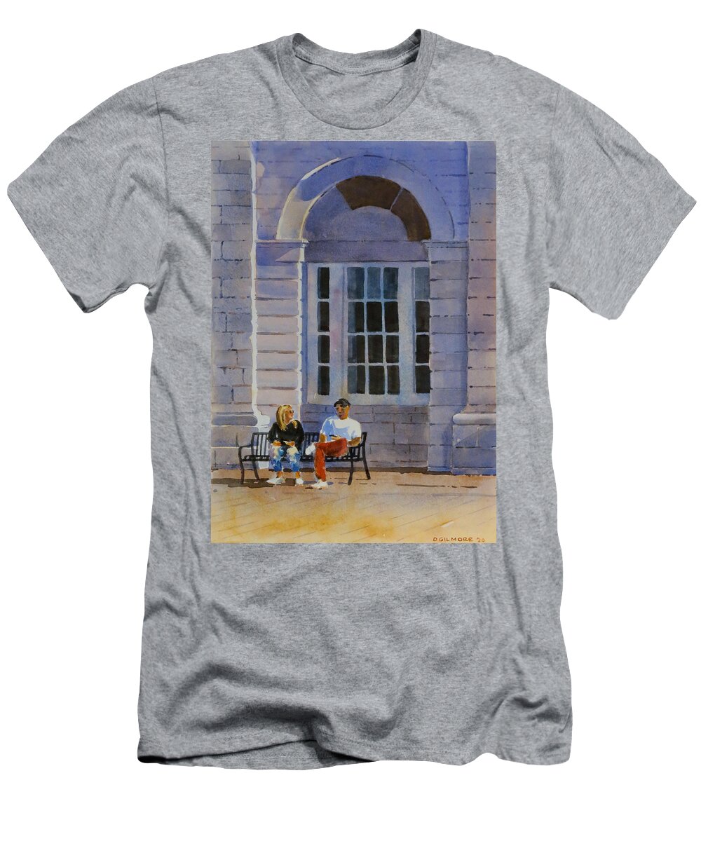 Summer T-Shirt featuring the painting City Hall Pause by David Gilmore