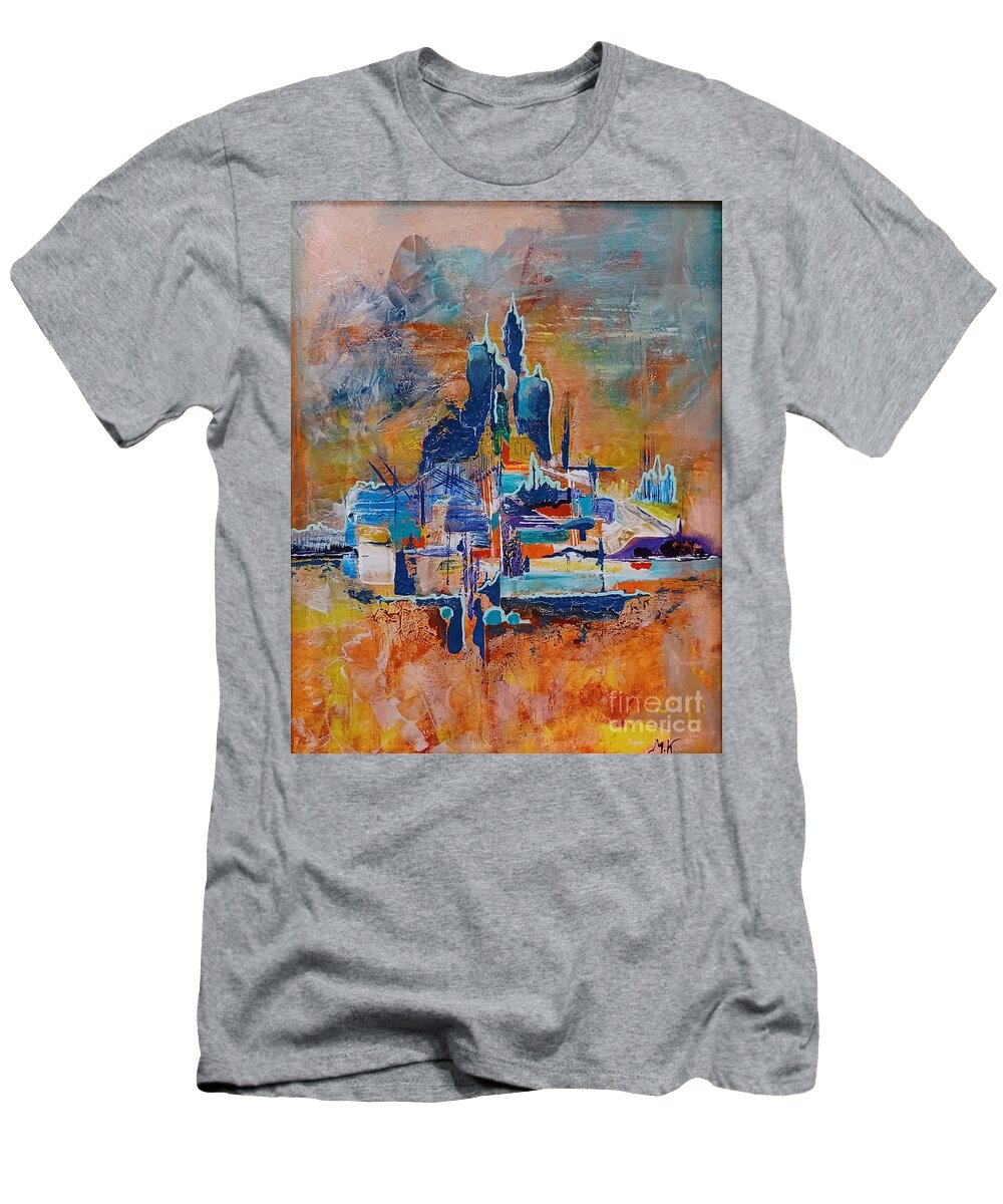 Abstract T-Shirt featuring the painting City view  by Maria Karlosak