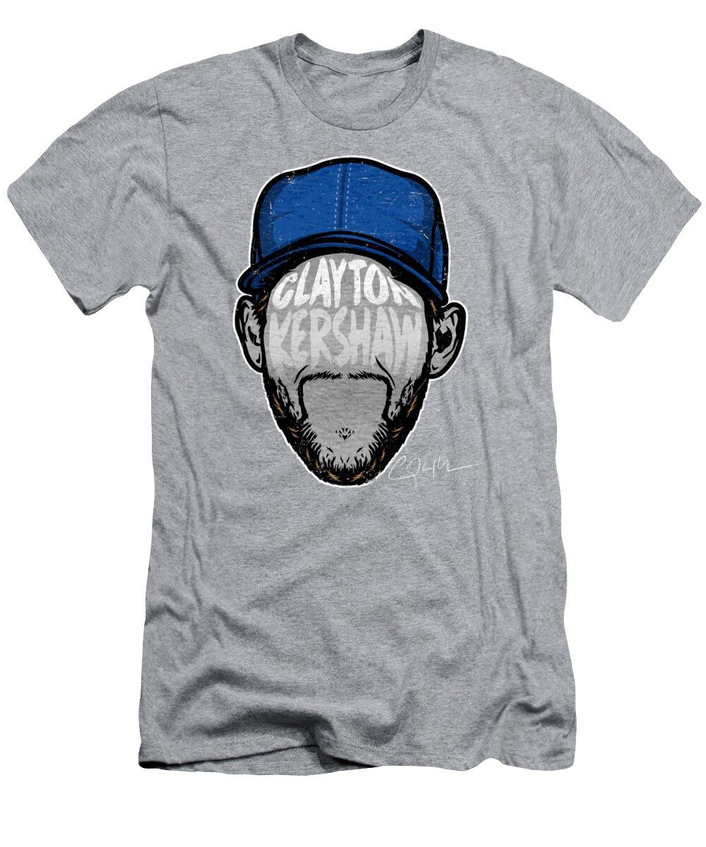  T-Shirt featuring the digital art Clayton Kershaw Player Silhouette by Kelvin Kent