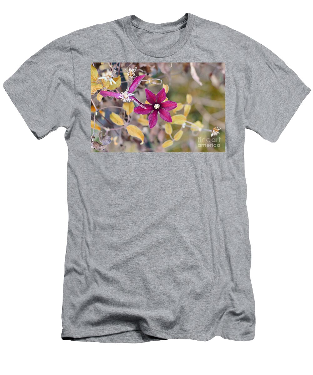 Adrian-deleon T-Shirt featuring the mixed media Clematis Niobe - Macro by Adrian De Leon Art and Photography