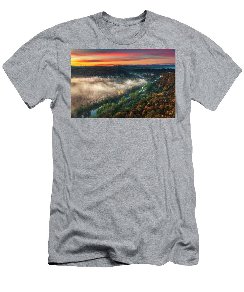 Aglen Village T-Shirt featuring the photograph Clouds Above the River by Evgeni Dinev
