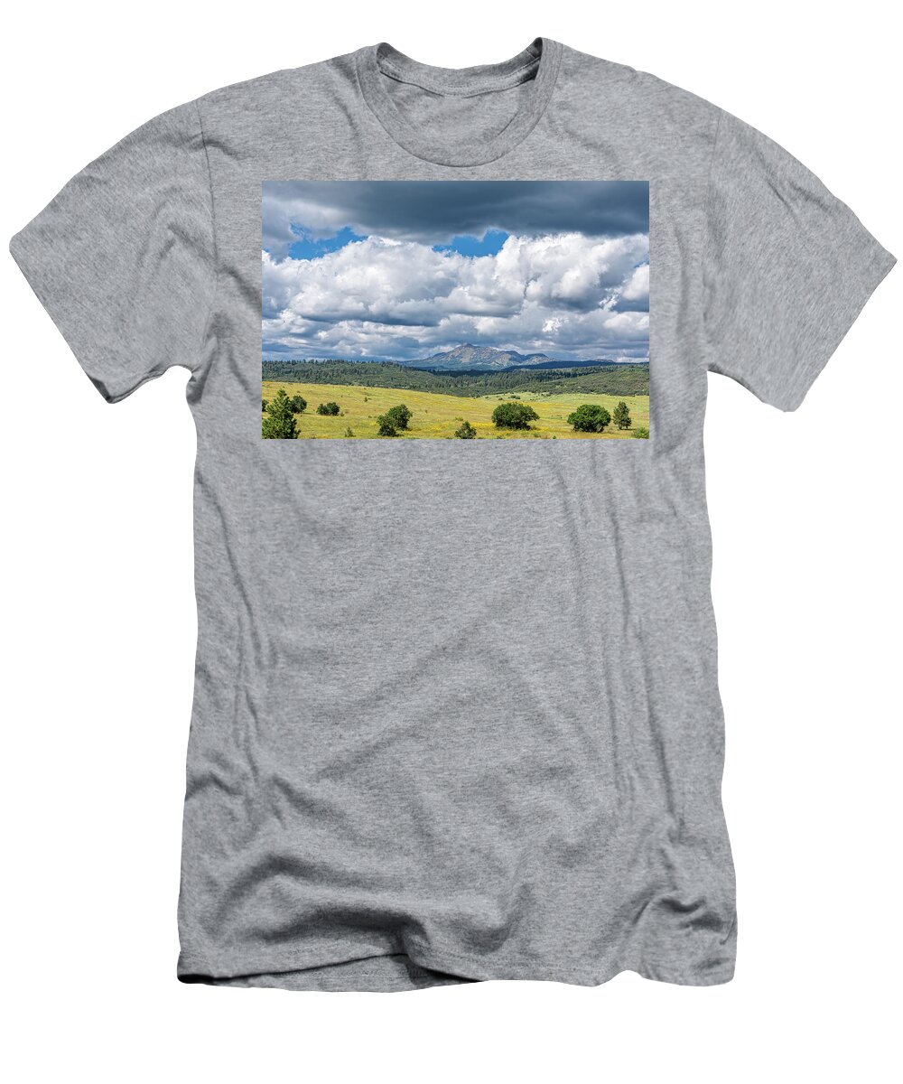 Chama T-Shirt featuring the photograph Clouds Build Over Landscape of Chama New Mexico by Debra Martz