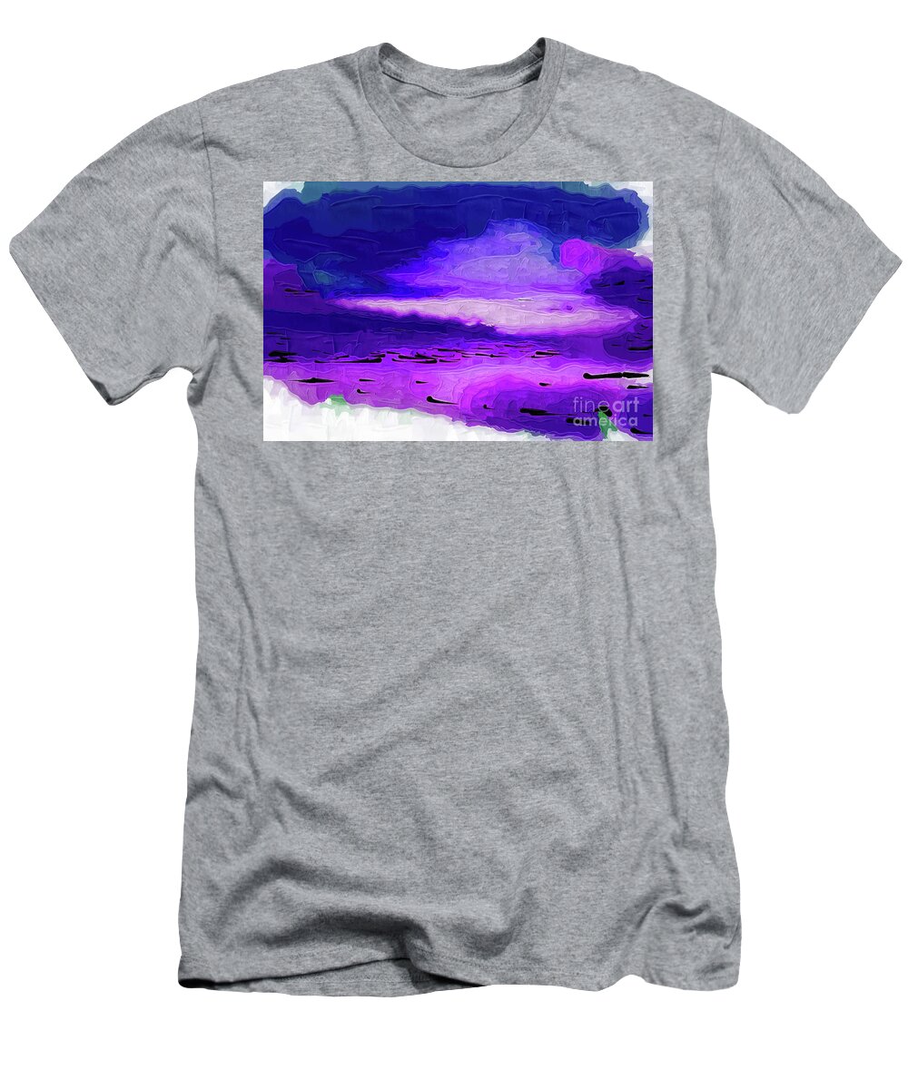Abstract T-Shirt featuring the digital art Cloudy Ocean Sunset by Kirt Tisdale