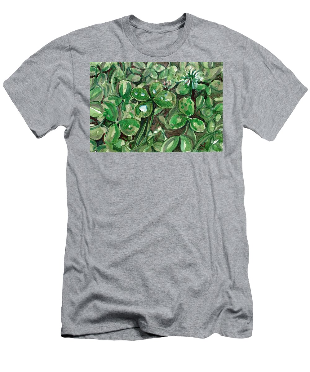 Clover T-Shirt featuring the painting Clover field by George Cret