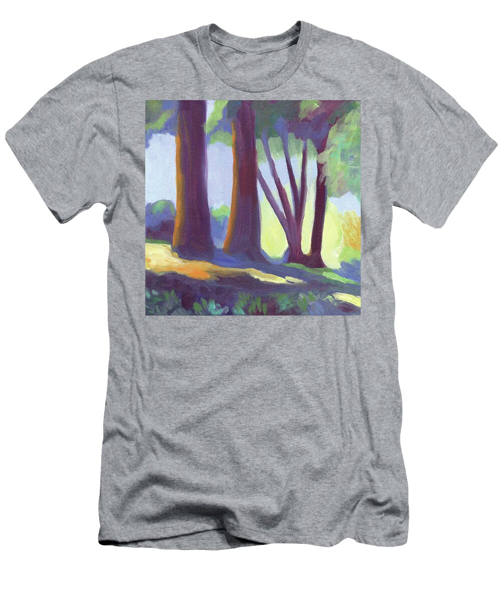 Codornices T-Shirt featuring the painting Codornices Park by Linda Ruiz-Lozito