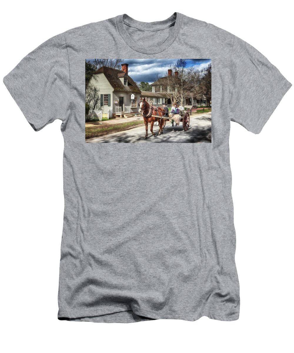 Virginia T-Shirt featuring the photograph Colonial Williamsburg - Market Day by Susan Rissi Tregoning