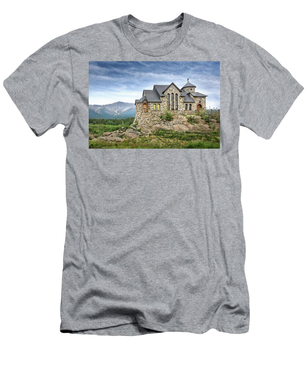 Estes Park T-Shirt featuring the photograph Colorado Chapel On The Rock by James Woody