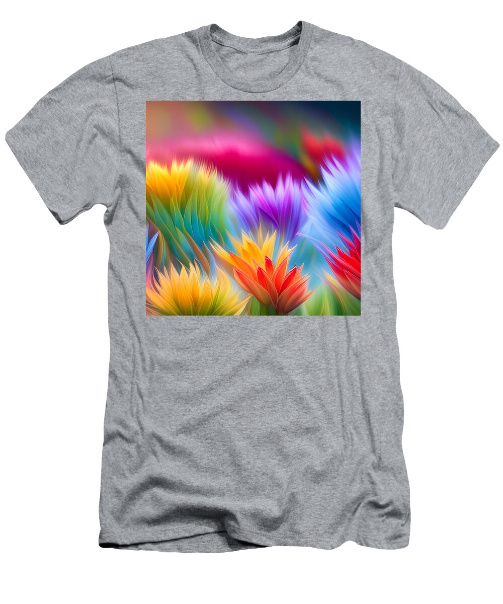 Abstract T-Shirt featuring the digital art Colorful Abstract Flowers by Judi Suni Hall
