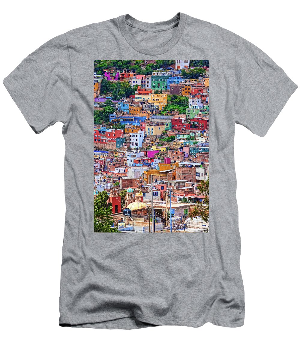 Hilltop T-Shirt featuring the photograph Colorful Houses In Guanajuato 2 by Tatiana Travelways