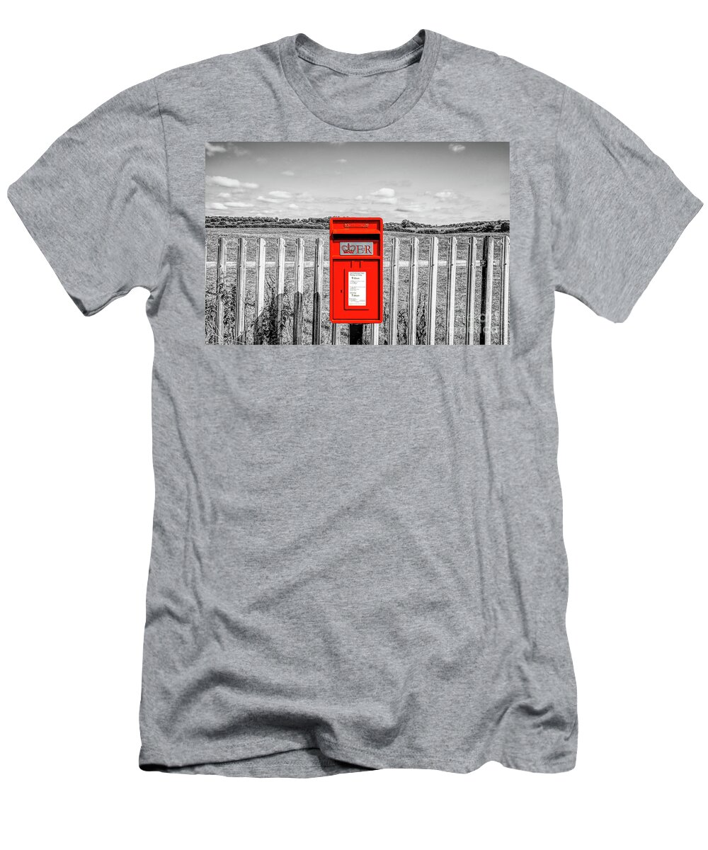 Red T-Shirt featuring the photograph Composite of an English mini post box by Pics By Tony