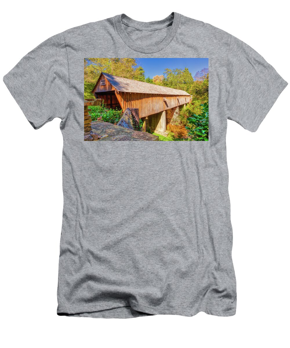 Atlanta T-Shirt featuring the photograph Concord Covered Bridge Caretaker View by Donna Twiford