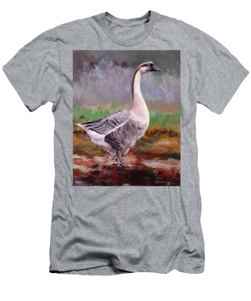 Goose T-Shirt featuring the painting Contemplative Goose by Jordan Henderson