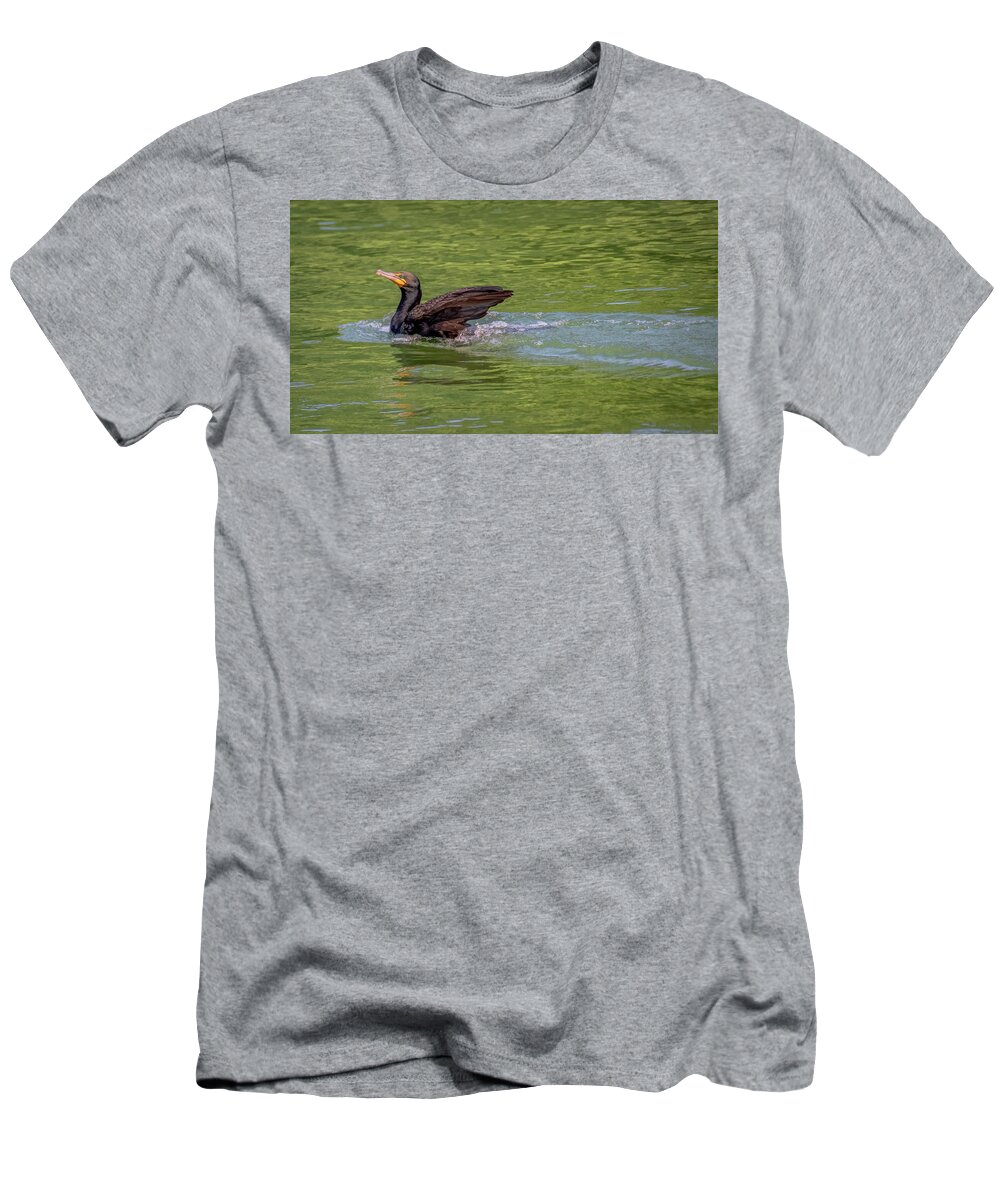 Cormorant T-Shirt featuring the photograph Cormorant Strikes a Pose by Marcy Wielfaert