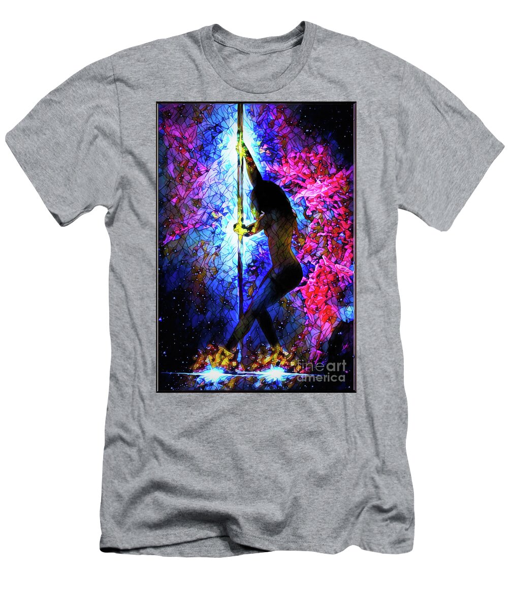 Dark T-Shirt featuring the digital art Cosmic Dance Stained Glass by Recreating Creation