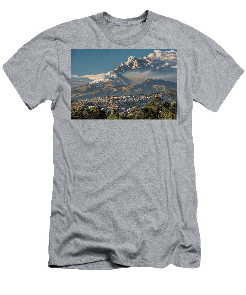 Andes T-Shirt featuring the photograph Cotopaxi volcano ash eruption by Henri Leduc