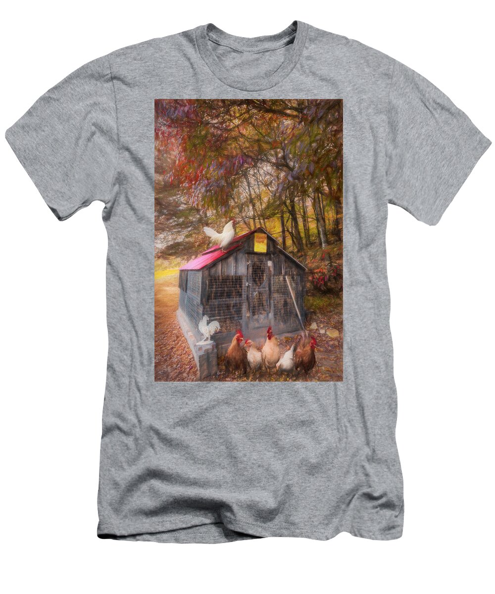 Animals T-Shirt featuring the photograph Country Chicken Coop Oil Painting by Debra and Dave Vanderlaan