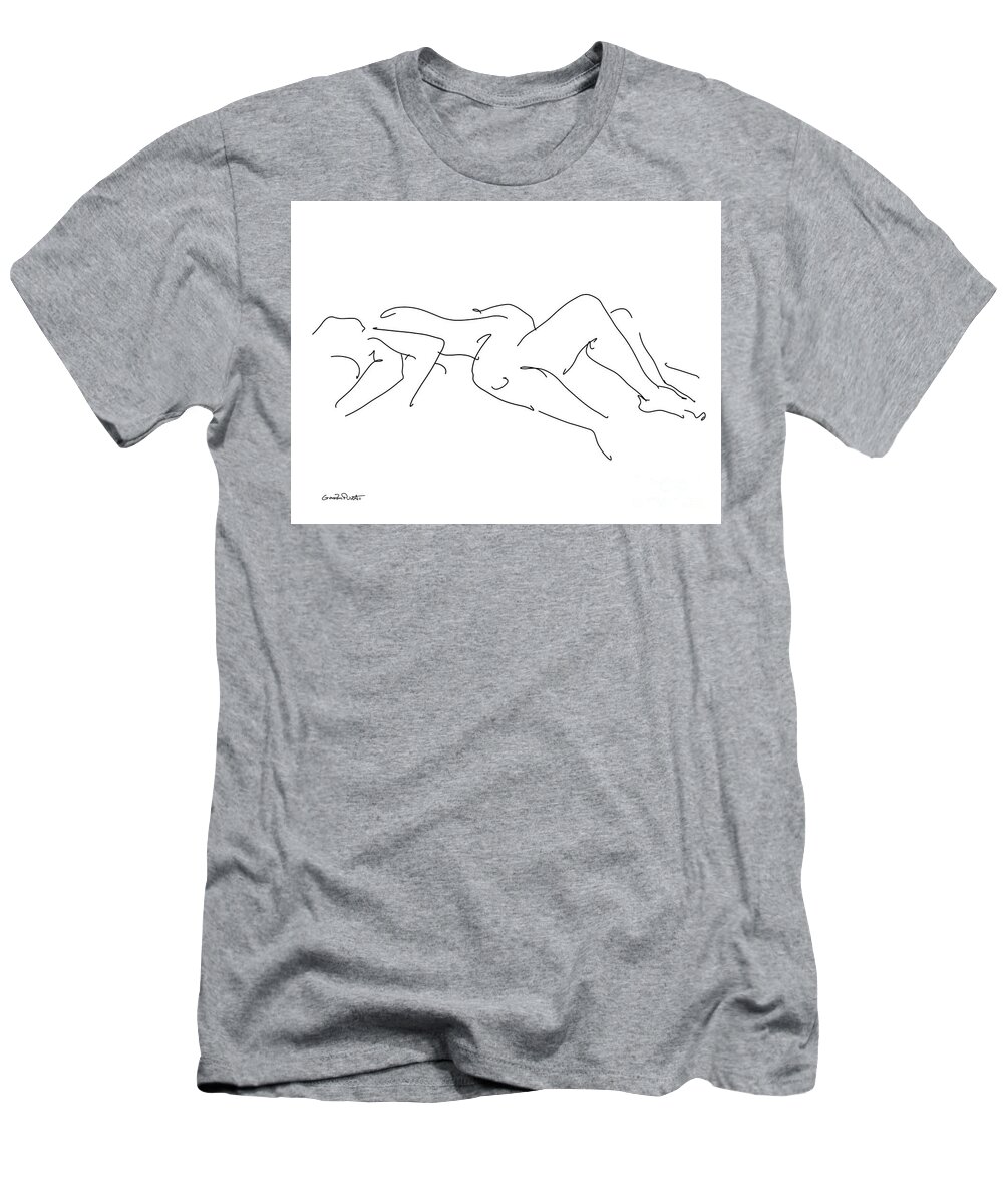 Couples T-Shirt featuring the drawing Couples Erotic Art 4 by Gordon Punt