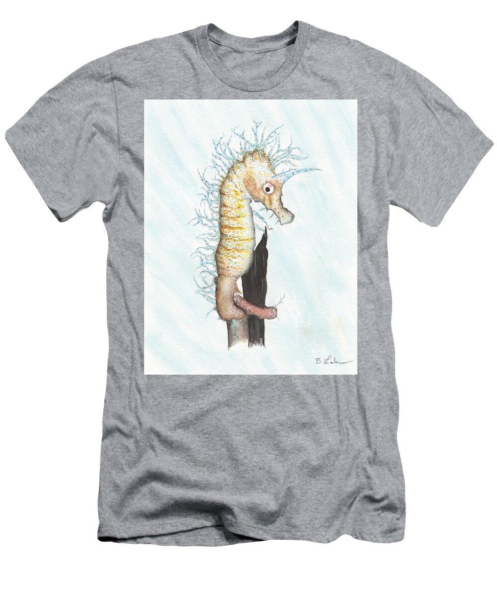 Sea Horse T-Shirt featuring the painting Crazy Horse by Bob Labno