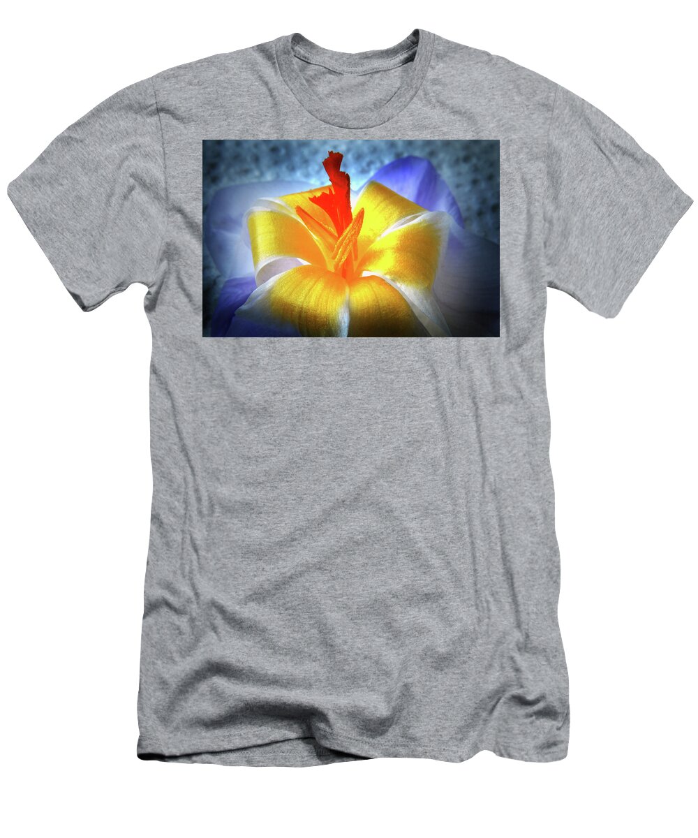 Crocus T-Shirt featuring the photograph Crocus Abstract Macro by Terence Davis