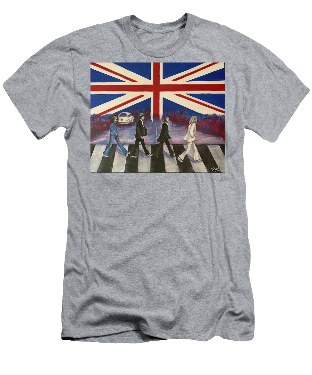 Beatles T-Shirt featuring the painting Crossing Abbey Road by Barbara Landry