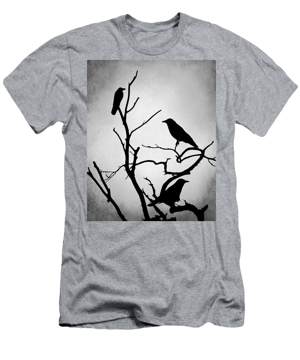 Bird T-Shirt featuring the digital art Crow Birds on Trees Bird 89 by Lucie Dumas
