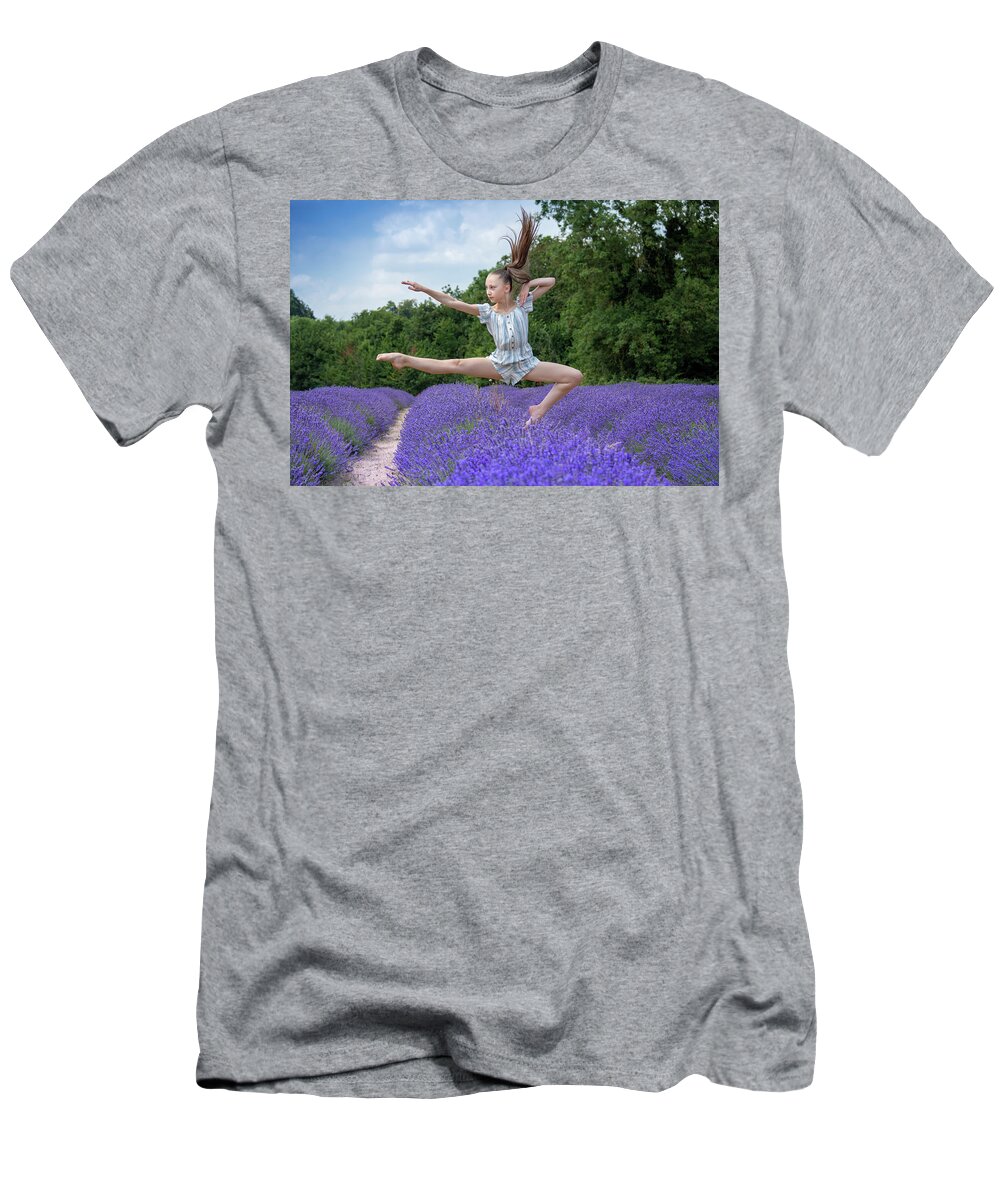 Lavender T-Shirt featuring the photograph Dance on the lavender by Andrew Lalchan