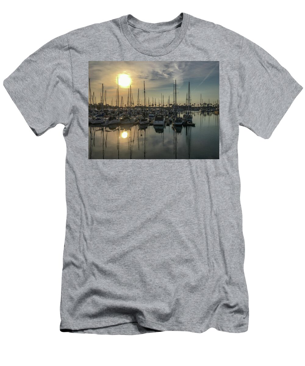 Dawn T-Shirt featuring the photograph Dawn, Channel Islands Harbor Marina, Oxnard, California by Bonnie Colgan