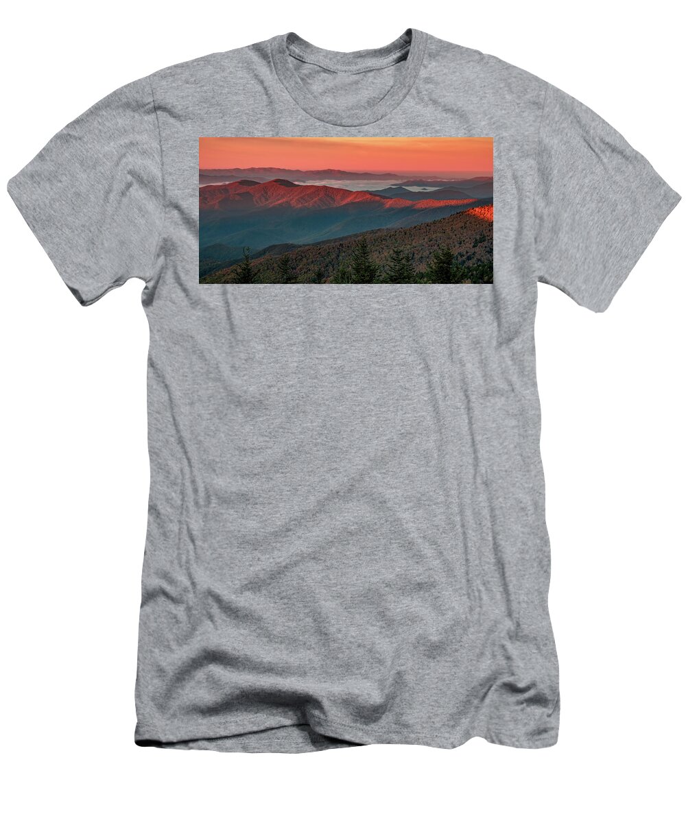 Dawn First Light T-Shirt featuring the photograph Dawn's Early Light From Clingman's Dome by Marcy Wielfaert