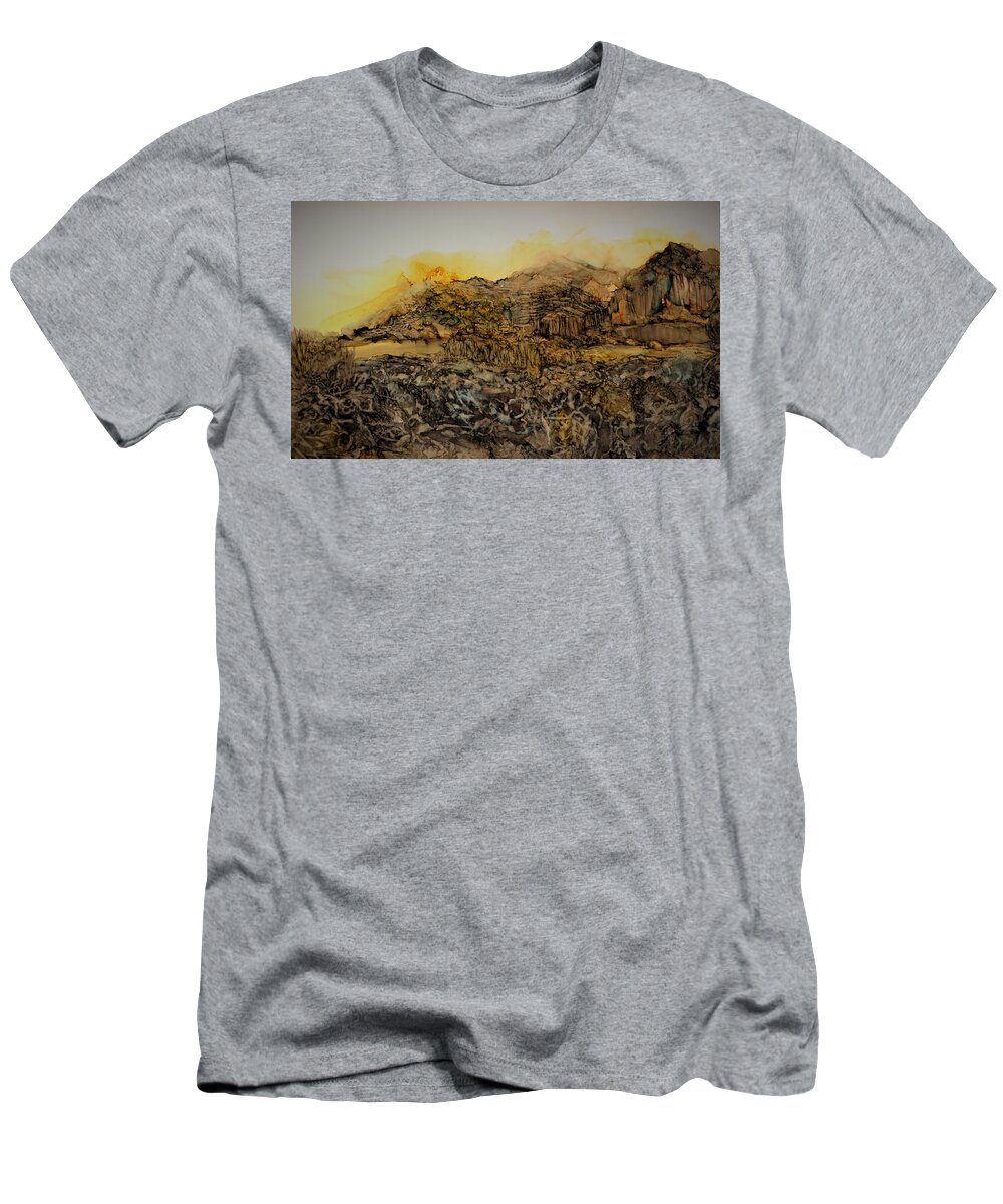 Reflection T-Shirt featuring the painting Daybreak at the Old Mill by Angela Marinari