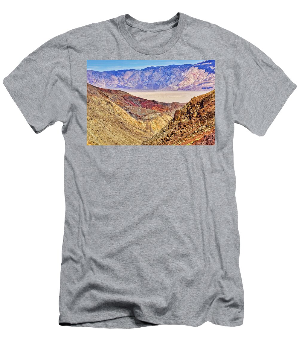 Father Crowley T-Shirt featuring the photograph Death Valley Father Crowley view point by Tatiana Travelways