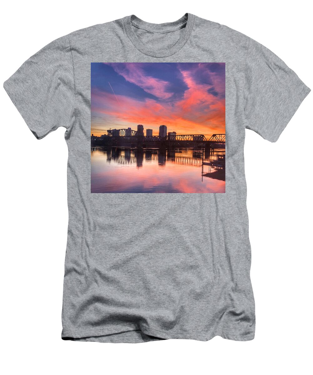 Little Rock T-Shirt featuring the photograph December Sunset Over Little Rock by Michael Dean Shelton