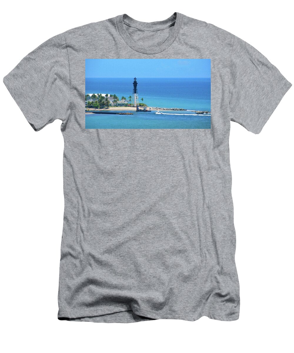 Lighthouse T-Shirt featuring the photograph Decreasing Speed at Hillsboro Inlet by Corinne Carroll