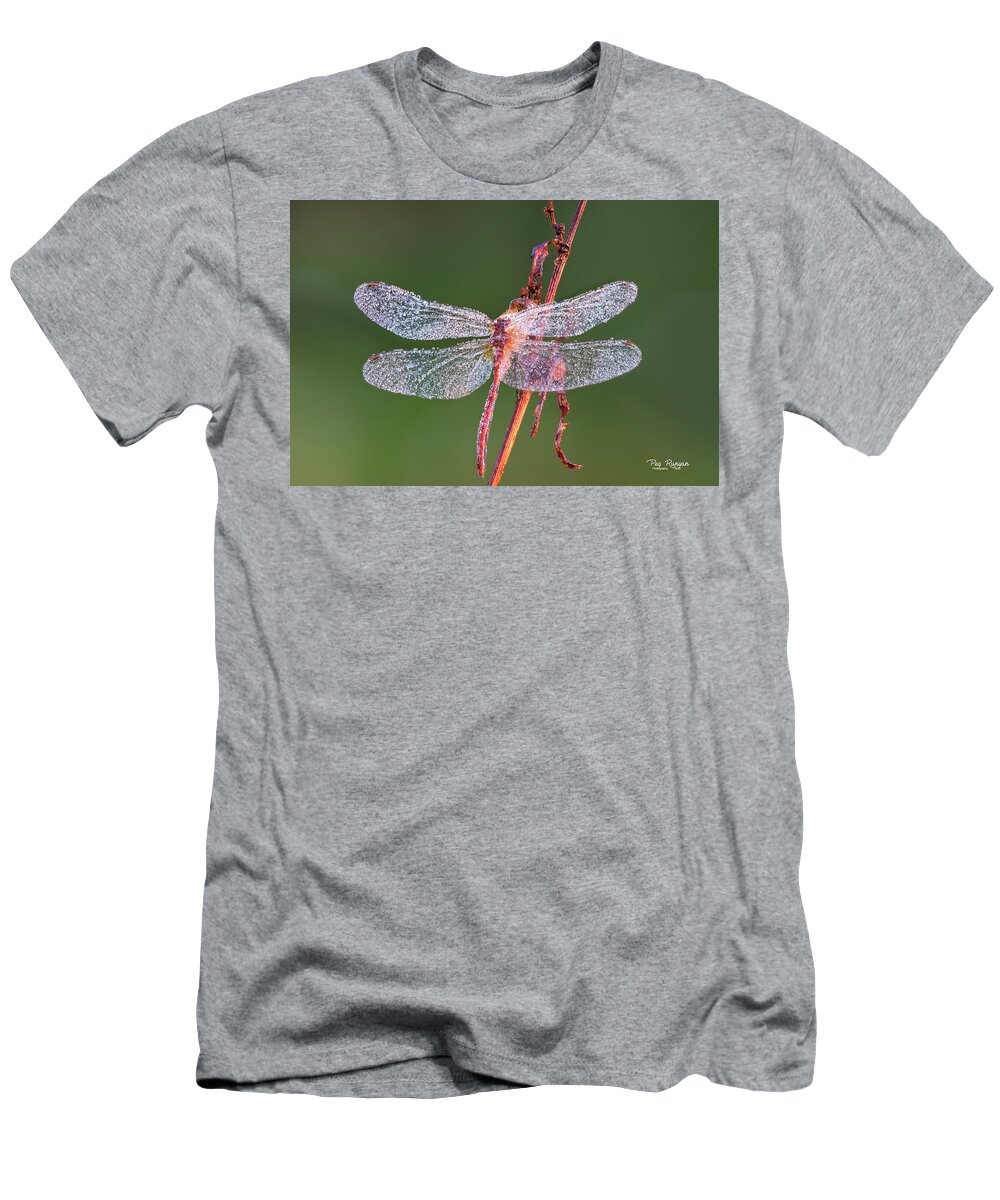 Dragonfly T-Shirt featuring the photograph Dew on the Wings by Peg Runyan