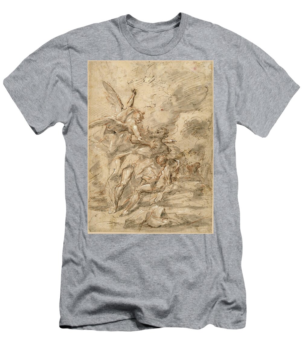 Gaspare Diziani T-Shirt featuring the drawing The Sacrifice of Isaac by Gaspare Diziani
