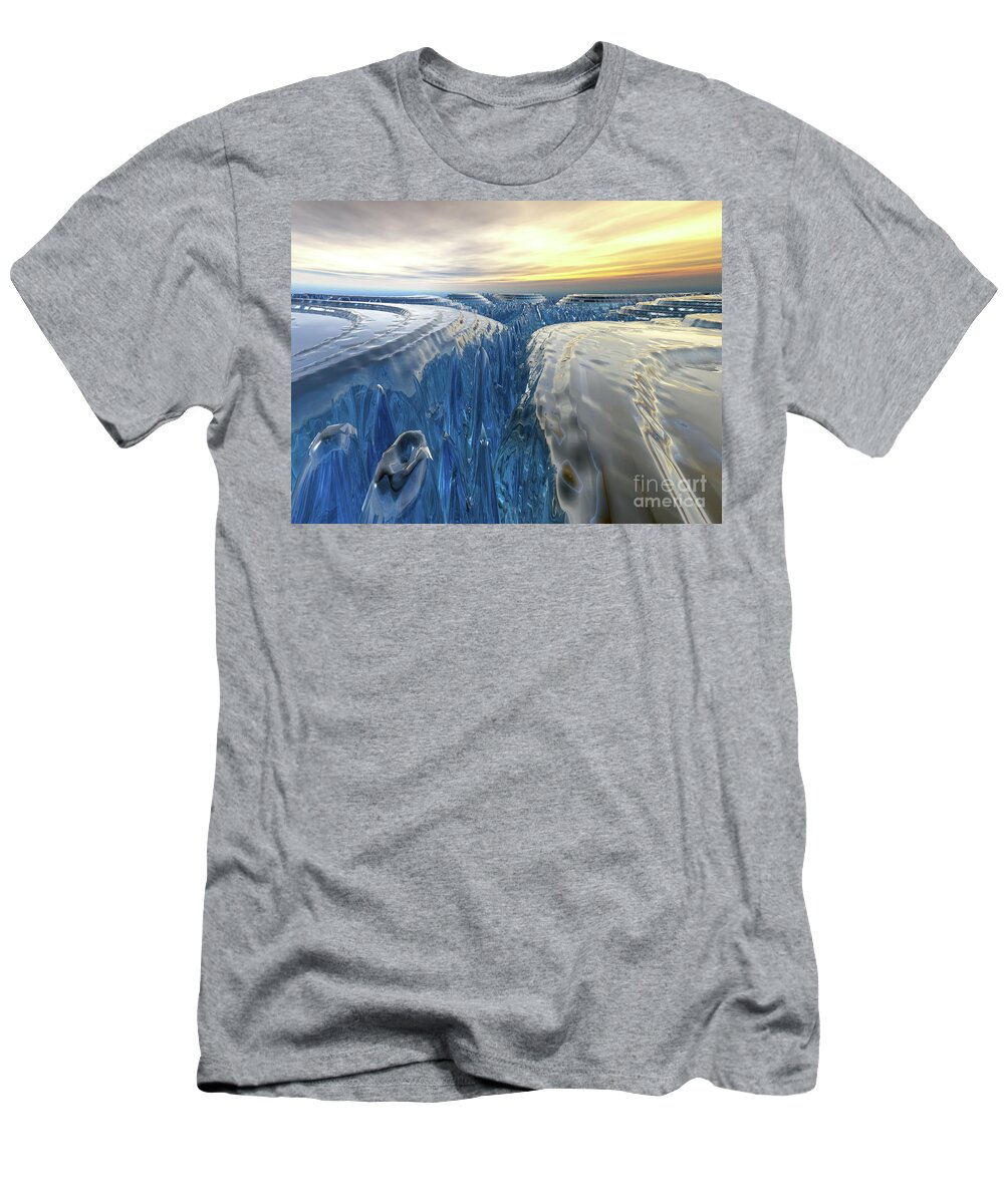 Three Dimensional T-Shirt featuring the digital art Digital Glacier by Phil Perkins
